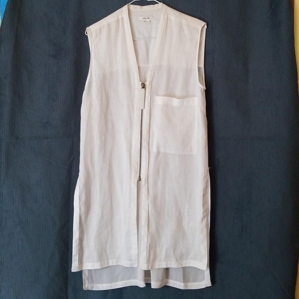 Helmut Lang White Sleeveless Zipper Tunic